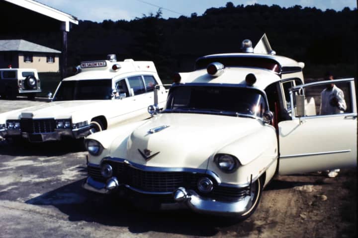 The North Salem Volunteer Ambulance Corps, founded in 1969, arose from humble beginnings. Pictured are its first two ambulances.