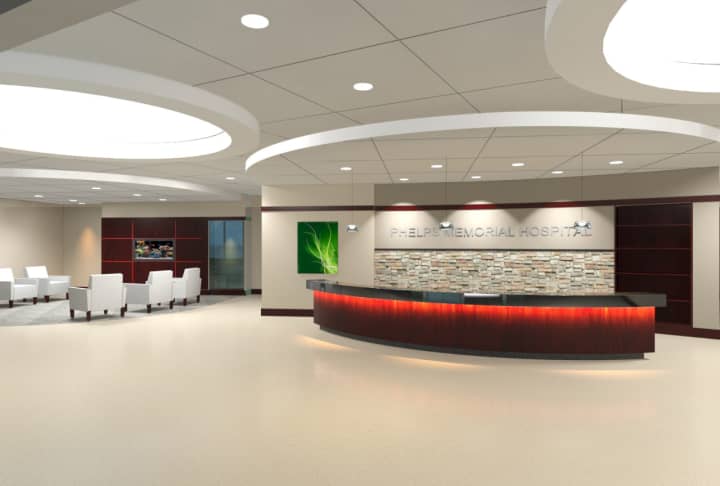 Phelps Hospital will unveil a new front lobby to greet guests by early 2016.