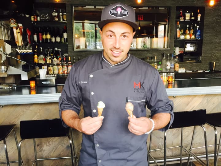 Nick DiBona of Madison Kitchen in Larchmont with the ice cream that will be showcased at the Greenwich WINE+FOOD Festival.