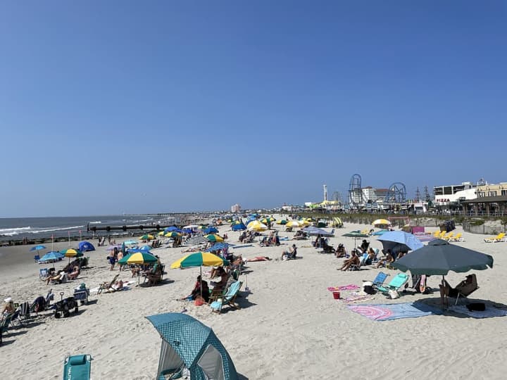 A view of the beach at Ocean City, NJ, looking south from the Music Pier.
