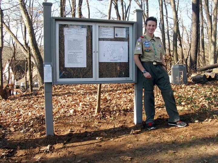 Brad Bistritz and Boy Scout Troop 616 installed an information board at the Old Burying Ground -- one of the historic sites maintained by the Harrington Park Historical Society.