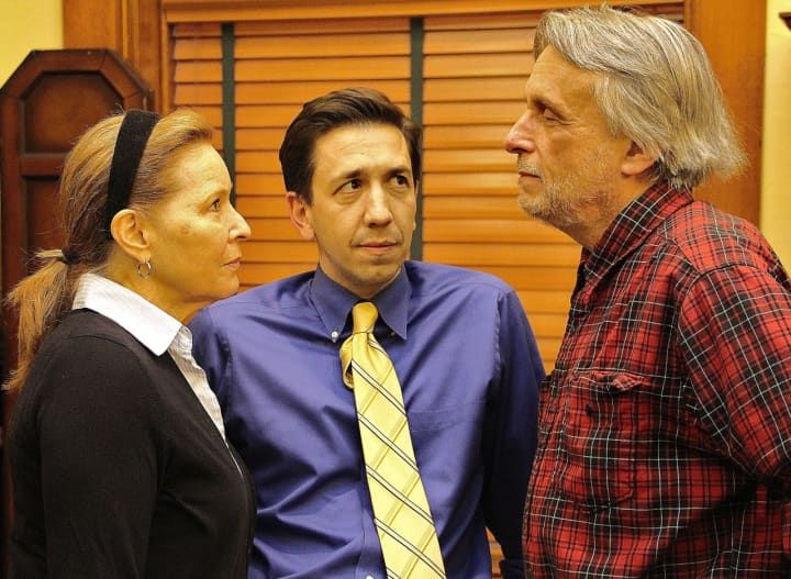Peggy Nelson, Damian Long and Al Kulcsar in &quot;The Outgoing Tide.&quot;