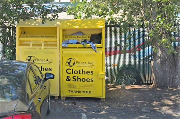 The Planet Aid clothing bin at 321 Broad Ave., Ridgefield.