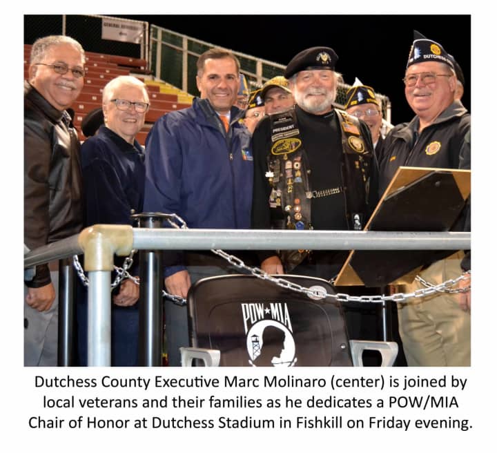 A POW/MIA Chair of Honor was dedicated at Dutchess Stadium in Fishkill.