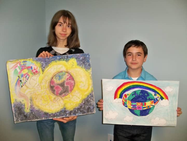 Peace Poster Contest winners announced by the Larchmont and Mamaroneck Lions Clubs are Emille Pellaud and Marc Seemer.