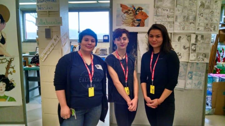 Peekskill High School graduates Alana Herrera, Jenny Lyn Curtin and Sophia Bonafide discussed their artwork, college life, art courses, professors and the cost of college.