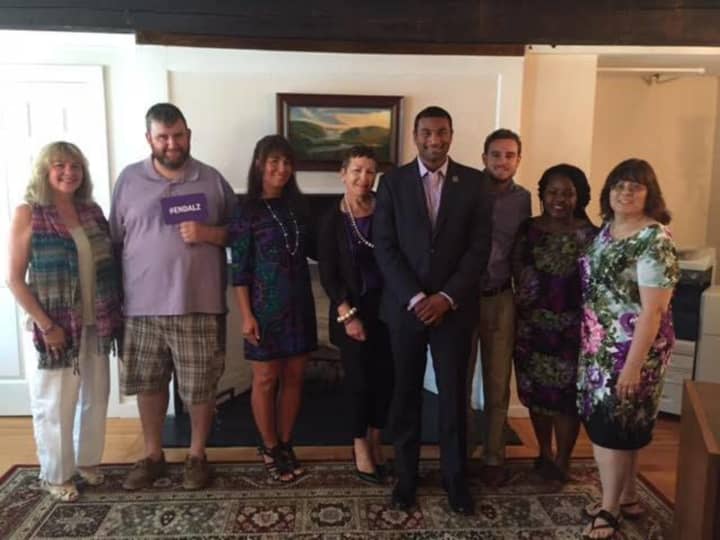 State Sen. Sue Serino’s staff wearing purple for Alzheimer’s Awareness.