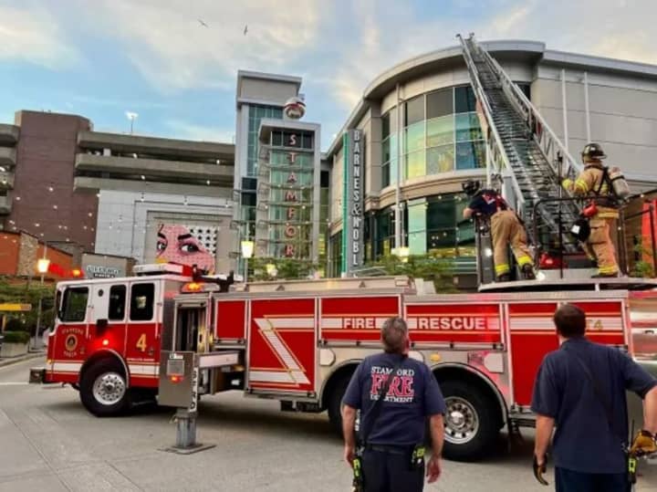 Crews responded to a fire that broke out at the Stamford Town Center on Tuesday, July 26.
