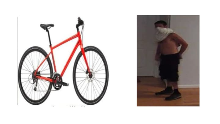 A photo of a similar bicycle to the one that was stolen from the home and the man police are searching for