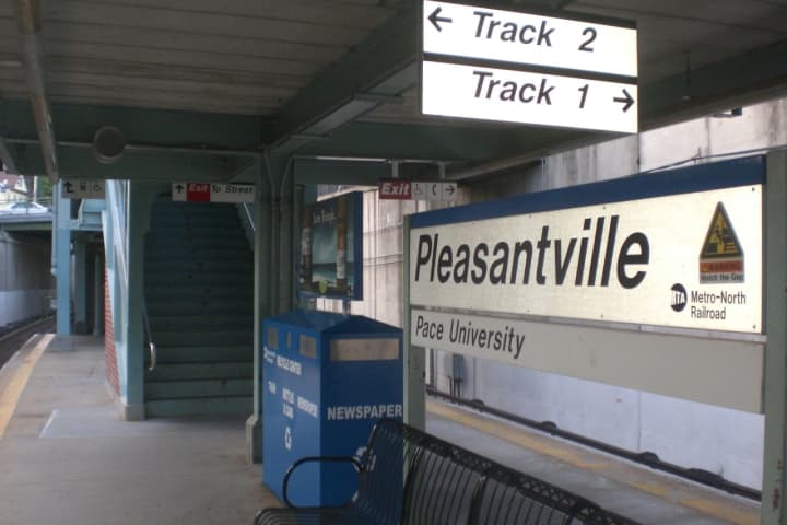 A car fell onto the tracks near the Pleasantville Metro-North station.