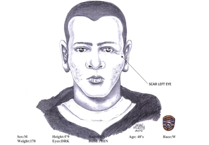 Sketch of man who driver said impersonated a police officer in Teaneck by Englewood Cliffs Police Capt. Brian Murphy.