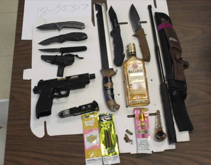 Knives, pot and a loaded gun were recovered in a Wayne motor vehicle stop.