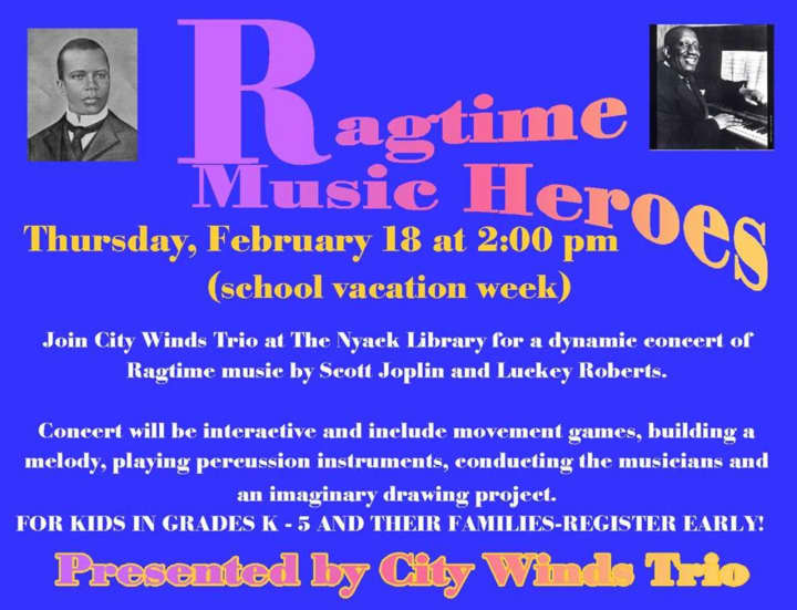 The Nyack Library presents Ragtime Music Heroes on Thursday, Feb. 18.