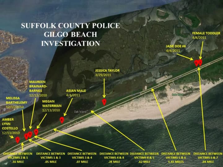 Where the bodies were located near Gilgo Beach.