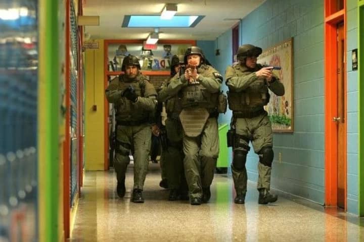 An active shooter drill at Walter Panas High School in Cortlandt.