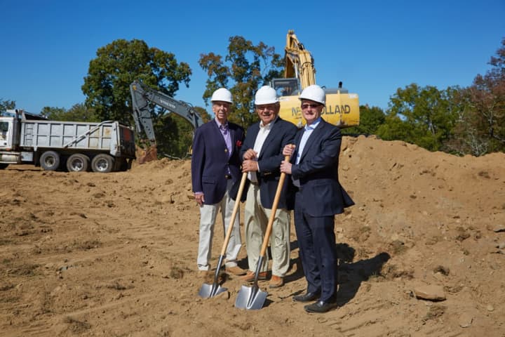 Salem Golf Club holds a groundbreaking for a new pool and pool house. From left are club partners Norman Raber, Joel Berman and Charlie Hoppenstein.