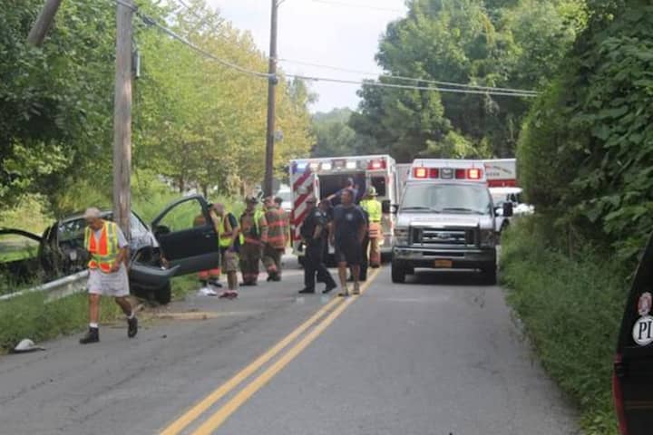 A look at the accident scene at Bucks Hollow Road on Tuesday morning.