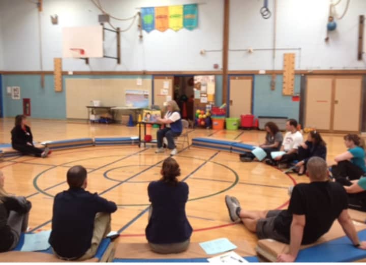 Christine Wickel, Furnace Woods PE teacher delivers her “Frame the Game” workshop to fellow physical education teachers in the region.  