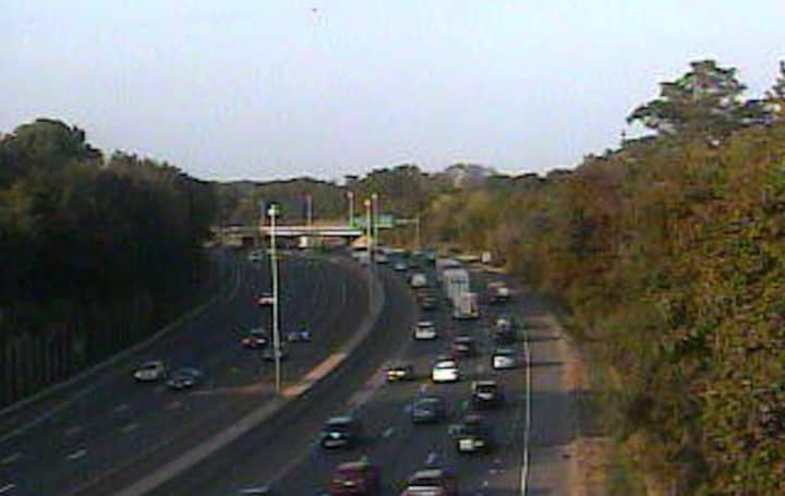 There&#x27;s a steady stream of traffic on I-95 in Fairfield on Friday afternoon. The backup begins in Stamford and continues northward into Bridgeport. 