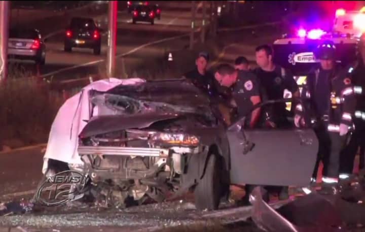 A woman was killed and a man injured in an overnight crash on the Cross County Parkway under the Seminary Avenue overpass in Yonkers, according to police.