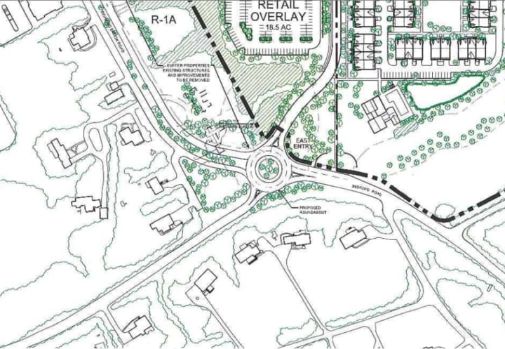 A screen shot that shows Chappaqua Crossing owner Summit/Greenfield&#x27;s roundabout traffic scenario.