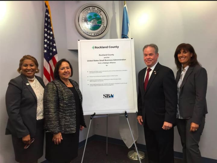 Rockland County Executive Ed Day was joined by U.S. Small Business Administration Regional Administrator Kellie LeDet, SBA New York District Director Beth Goldberg and Rockland County Director of Economic Growth and Tourism Lucy Redzeposki,