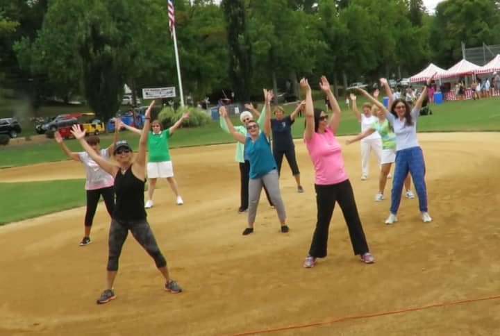 Attendees enjoy Zumba at Old Tappan Town Day. Bernadette Kricheff will host a Zumbathon to benefit those with cancer. 