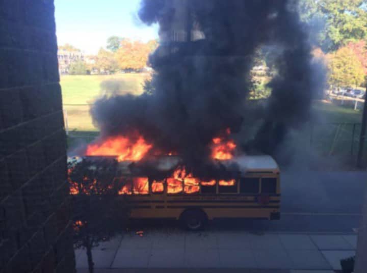 Students were evacuated from the Pelham High and Middle Schools on Friday following the bus fire.