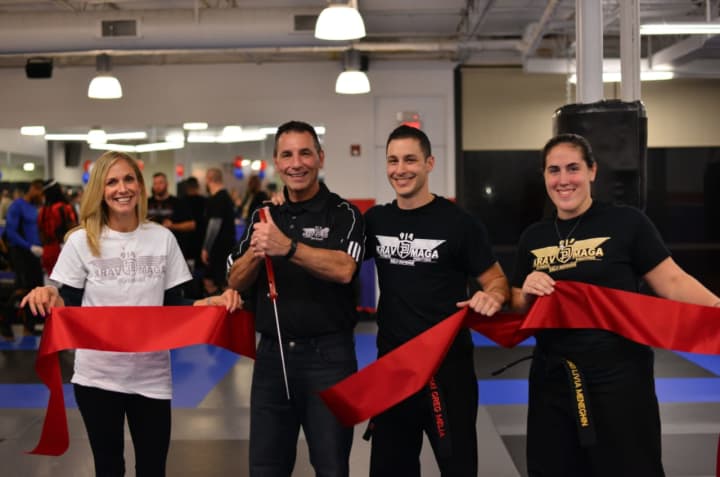 Karin Messina, fitness kickboxing instructor; Marty Fareri, partner and senior instructor; Greg Melia, partner and head instructor; Sensei Livia Meneghin in Scarsdale.