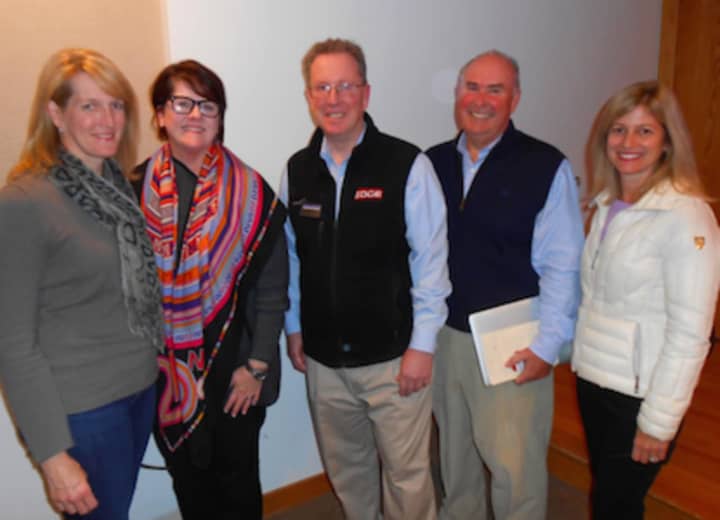 Participating in the event were: Carolyn McGoldrick, National Charity League president; Irene Spruck, vice president of the league&#x27;s patronesses; Doug Richardson and Brent Haney, Competitive Edge College Advisors; and Shelley Vogel, Charity League. 
