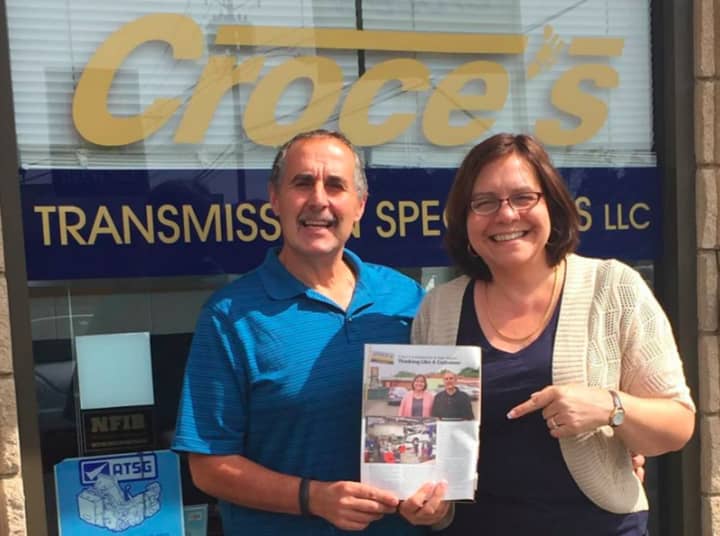 Maryann Croce, right, and her husband, Tony, are the co-owners of Croce&#x27;s Transmission Specialists in Norwalk. 