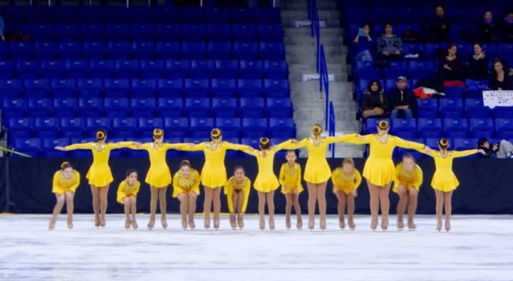 Sprites skate during their gold-medal winning performance for the Southern Connecticut Skating Team at a competition last week in Massachusetts.