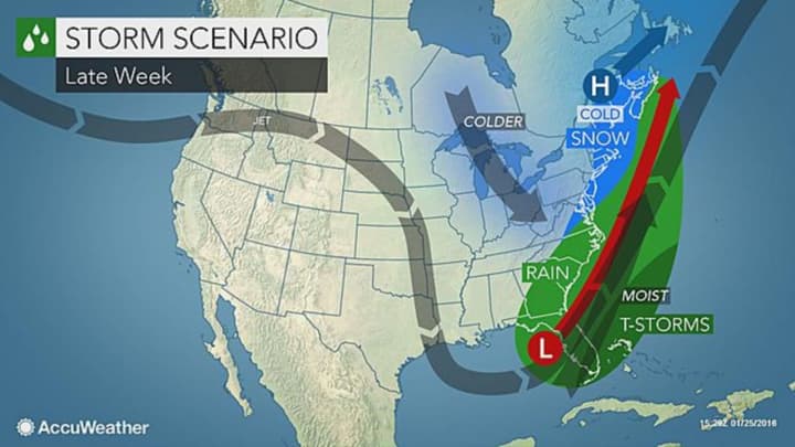 A look at the potential path of a storm headed up the East Coast later this week.