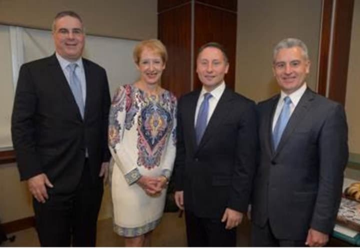 John Ravitz, Business Council of Westchester executive vice president and chief operating officer; BCW President and CEO Marsha Gordon; County Executive Rob Astorino; and BCW Chairman Anthony Justic.