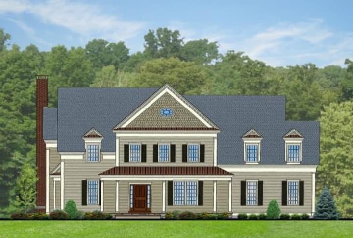 An artist&#x27;s rendering of a home that will be built on Garibaldi Lane in New Canaan. Occupancy is expected in four homes later this year.