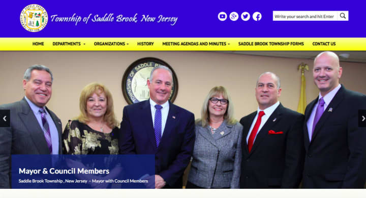 The updated look of the homepage of the Saddle Brook municipal website.