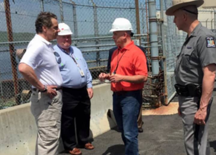 Gov. Andrew Cuomo tours Indian Point in May after a transformer fire. An investigation into elevated levels of tritium in water next to the facility found that no drinking water was tainted on-site or offsite.