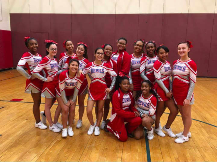 Peekskill High School’s Varsity Cheerleaders came in third at Arlington High School’s Beach Bash Cheerleading Competition.