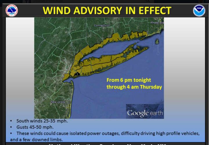 The Wind Advisory is in effect until 4 a.m. Thursday.