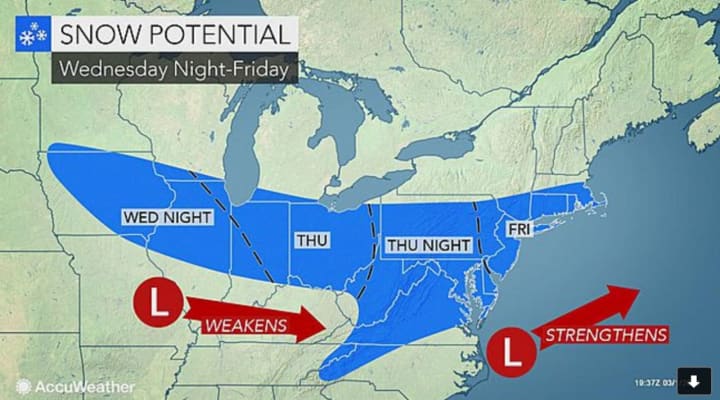 Snow overnight Thursday into midday Friday means we could see a slippery commute in the Hudson Valley, says the National Weather Service.