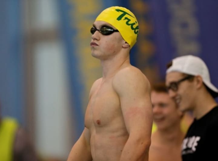 Wilton&#x27;s Tommy Kealy, a sophomore at William &amp; Mary, prepares for an event during the CAA championships.