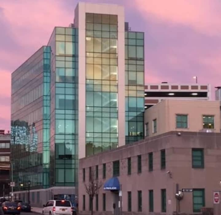The new White Plains Hospital Center for Cancer Care at twilight.