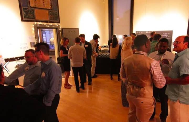 Guests mingle at the 2015 Indie Gala at the Stamford Innovation Center.