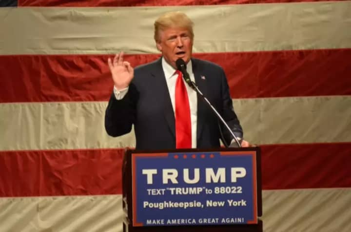 <p>President Donald Trump at a rally in Poughkeepsie last year.</p>