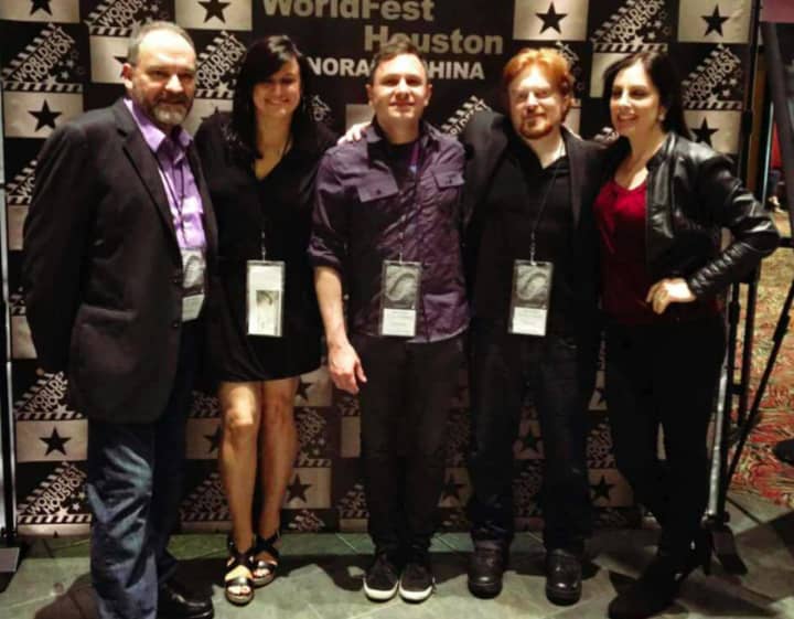 (left to right) producer and cast member Chris Ryan; writer, cast member and business director Kate McGrath; vice president and music director Nick DeMatteo; president David LaRosa; and treasurer and social outreach coordinator Janine Laino