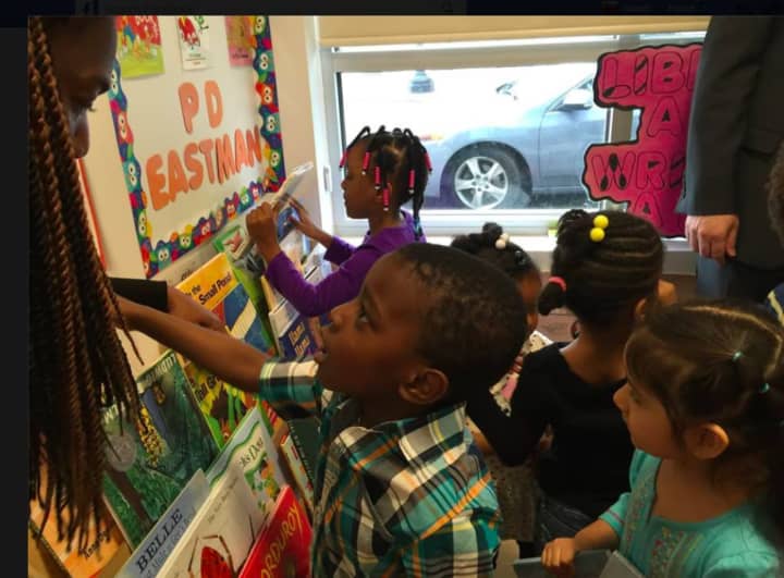 Recently, the Rotary Club of Bridgeport and Trumbull Rotarians purchased and delivered the books needed to create libraries in seven classrooms at ABCD, a learning center based in Bridgeport.
