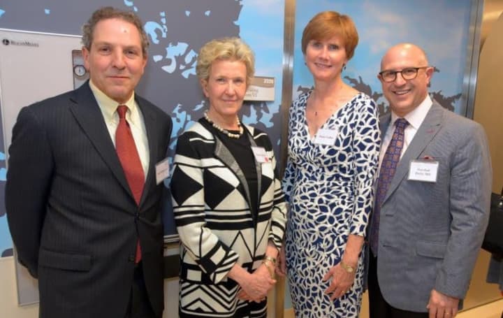 Left to right: Joel Seligman, Nancy Karch, Hatsy Vallar and Marshal Peris at the opening of the OR in March.