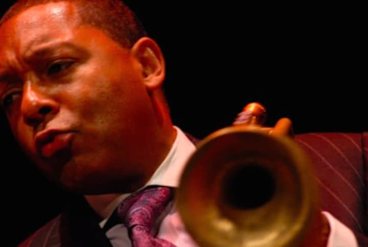 Wynton Marsalis led a Master Class April 20 with 19 students from the Hartt College of Music.