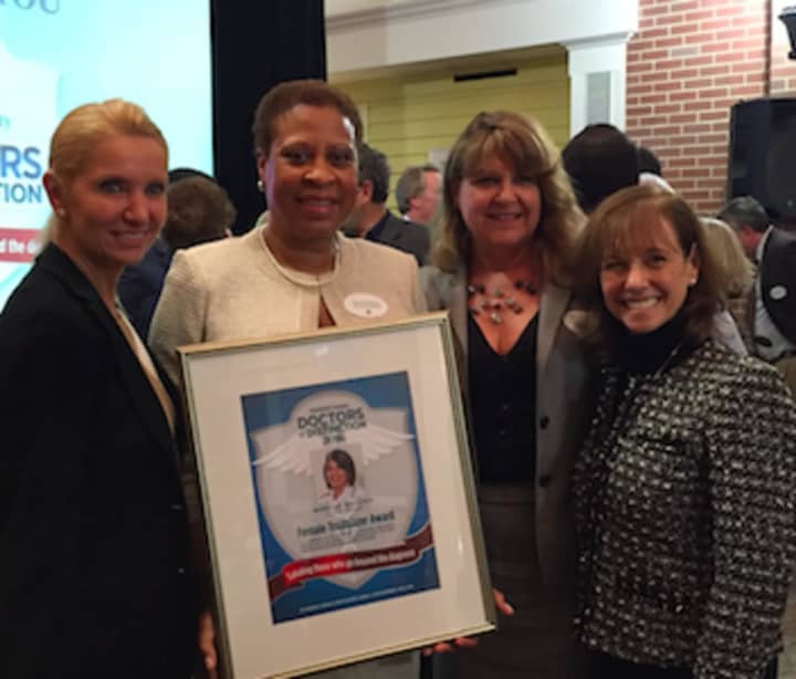 Romelle Maloney, winner of the Female Trailblazer Award at the 2016 Doctors of Distinctions ceremony with Greenwich Hospital nursing leaders Anna Cerra, Jeanne VanSciver and Susan Brown.