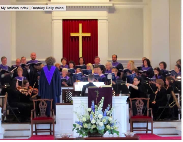 Congregational Church of New Canaan&#x27;s choir. The community is invited to a free gala benefit concert at 7 p.m. on Saturday, May 14 at The Congregational Church of New Canaan, 23 Park St.